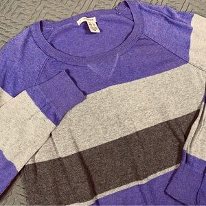DKNY Jeans Purple Gray Striped Sweater Size Small EUC